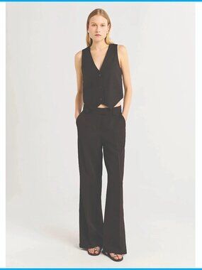 Scoop Women's Plus Linen Blend V-Neck Button Vest, Size 4X, Black Soot